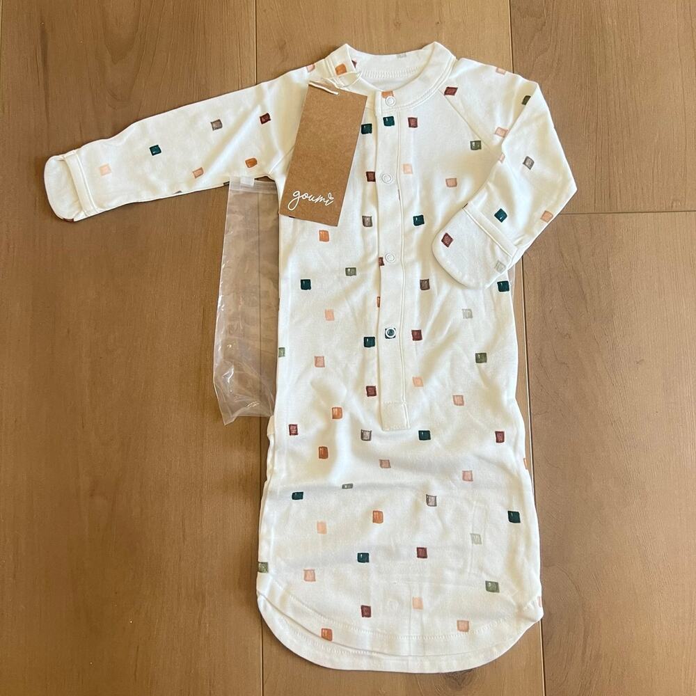 NWT Goumi Kids City Blocks Baby Gown SZ 0-3 mo Snap Bamboo Sleeper Organic
